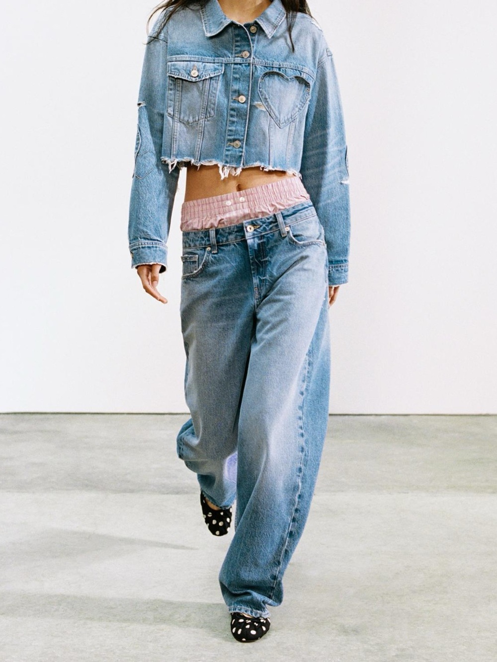 TRF MID-RISE STRAIGHT LEG SHIMMER JEANS